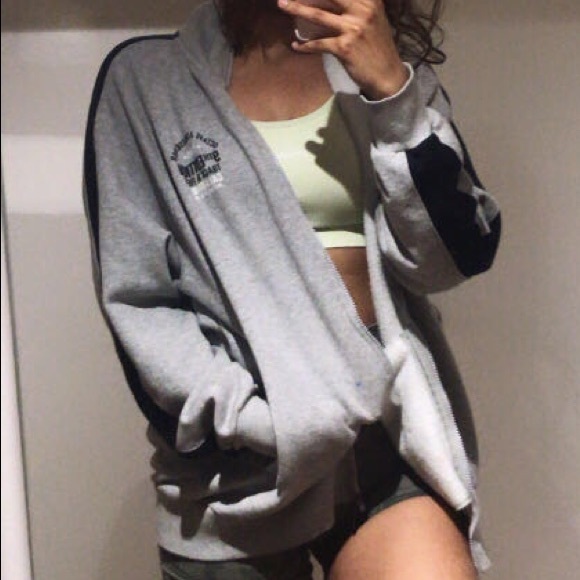 Oversized zip up grey hoodie - Picture 5 of 15